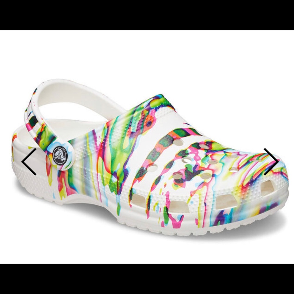 NWT Psychedelic Swirl Crocs Sz. 7m